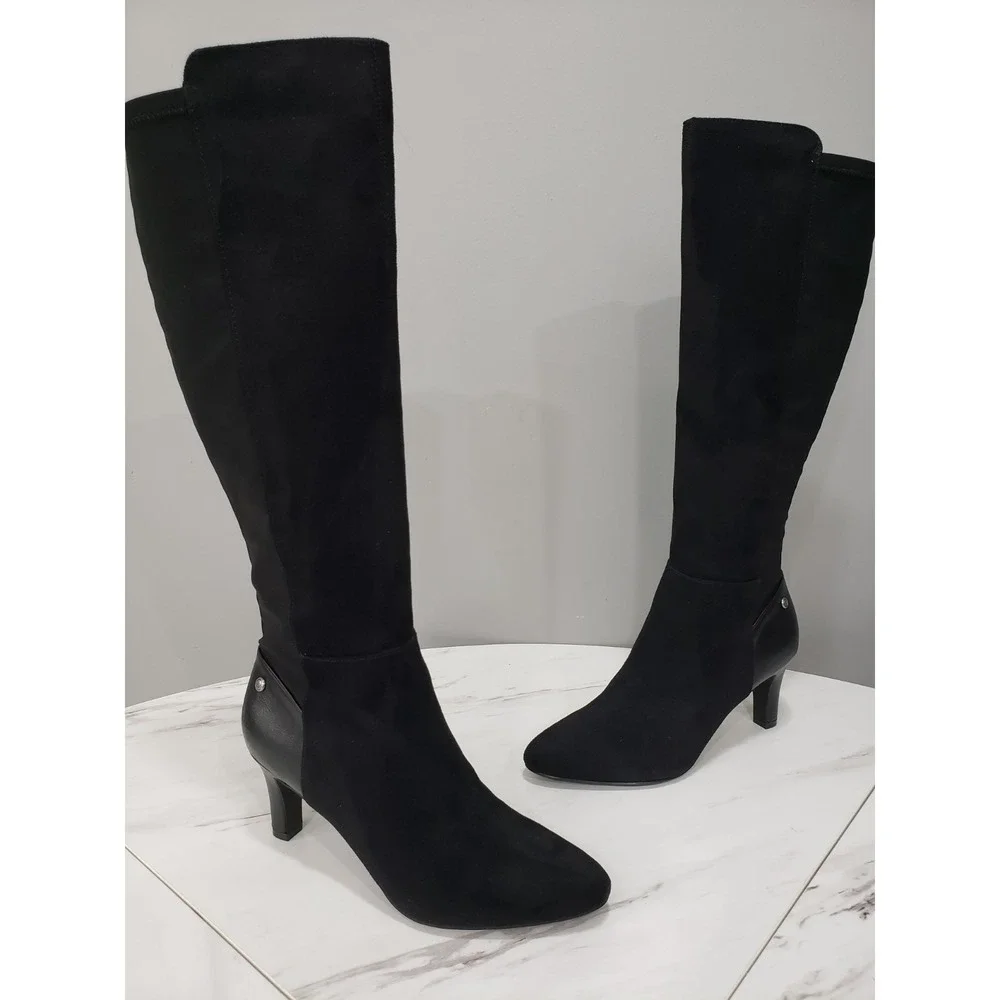 NEW SIZE 7.5 - LifeStride Women's Gracie Dress Boots Black Knee High Suede